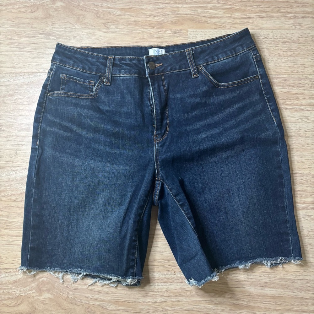 Time and Tru Dark Blue Bermuda Denim Shorts